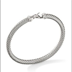 AUTHENTIC DAVID YURMAN Classic Cable Buckle Bracelet Cuff | 5mm | Pave Diamonds